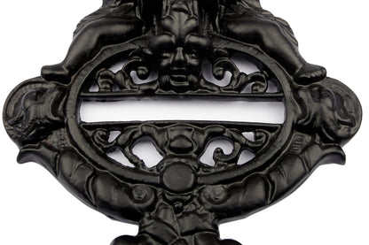 Antique Black Angel Cherubs Door Knocker  - Large (7'' width x 10'' height )