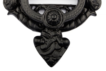 Antique Black Angel Cherubs Door Knocker  - Large (7'' width x 10'' height )