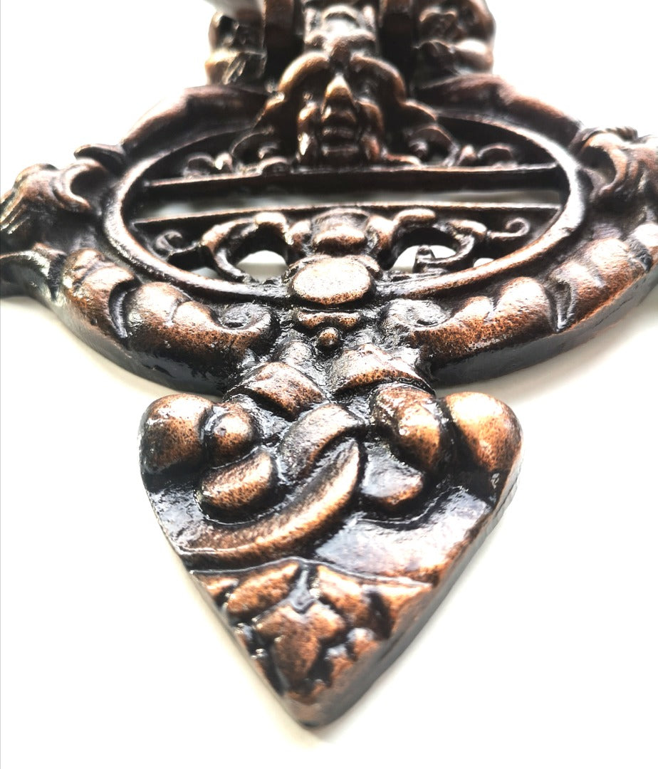 Antique Copper Angel Cherubs Door Knocker  - Large (7'' width x 10'' height )