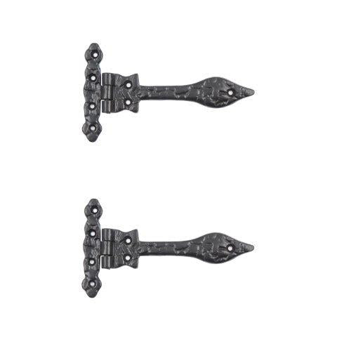 Black Cast Iron Spear Hinges Leaf Design Pair Of New (6