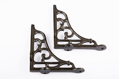 VICTORIAN SCROLL SHELF BRACKETS 7x7.5 INCH BRACKET CAST IRON
