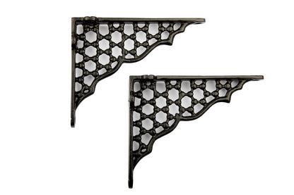 8x7'' Antique Black Shelf Bracket Honeycomb - Pair