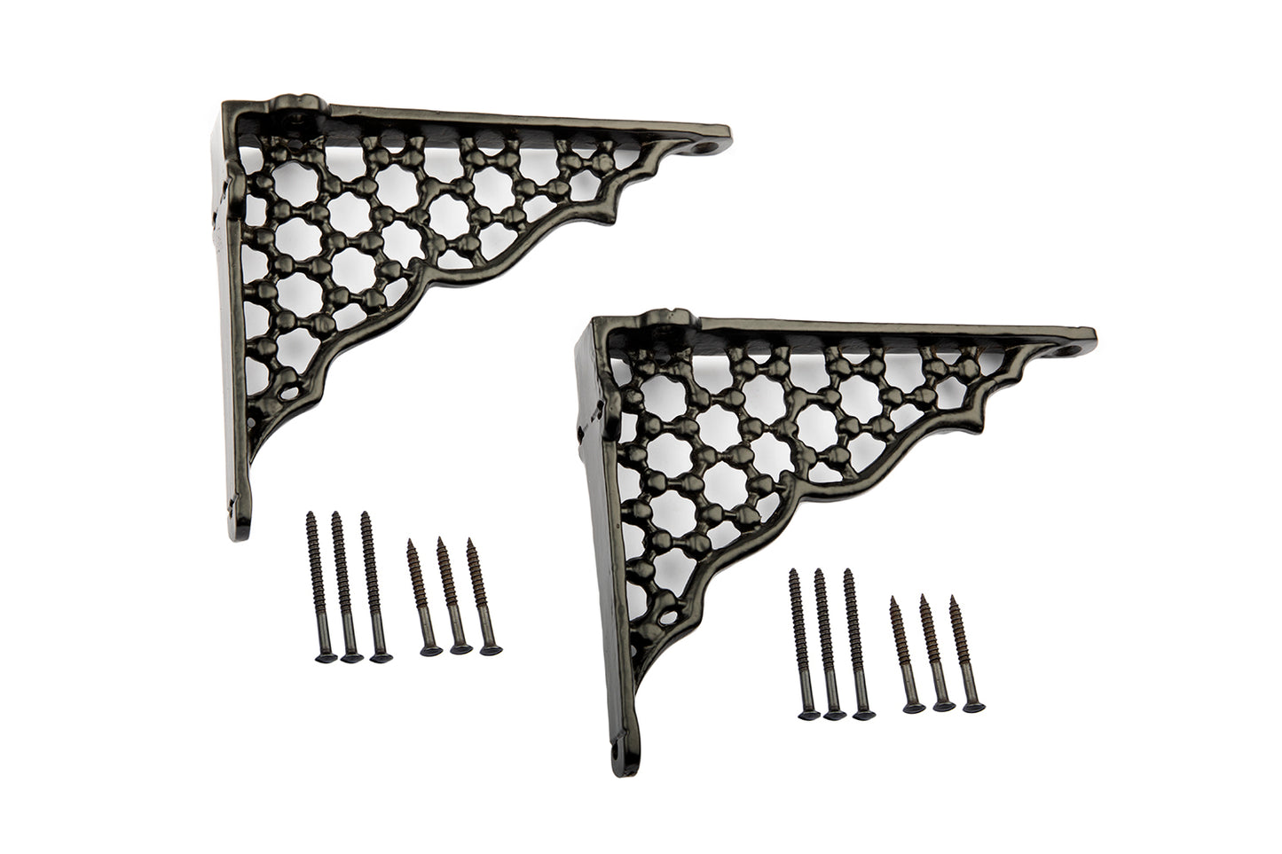 8x7'' Antique Black Shelf Bracket Honeycomb - Pair