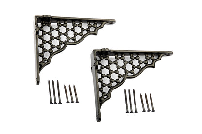 8x7'' Antique Black Shelf Bracket Honeycomb - Pair