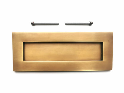 Solid Brass Victorian Letterbox Finished in Antique Satin Brass Letter Plate 10''x4'' High quality Excellent Finish