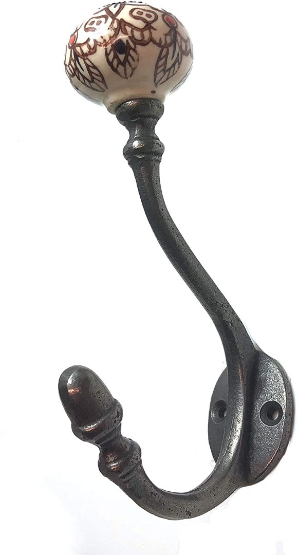 1883 Antique Double coat hook with a pair of matching screws - Cast Iron