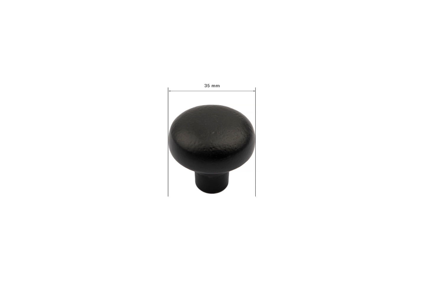 35MM - Cast Iron Cabinet Door Knob - Antique Black (Set of 2)