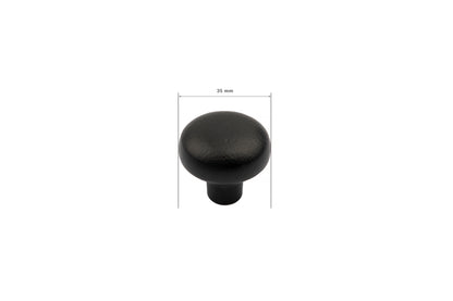 35MM - Cast Iron Cabinet Door Knob - Antique Black (Set of 2)