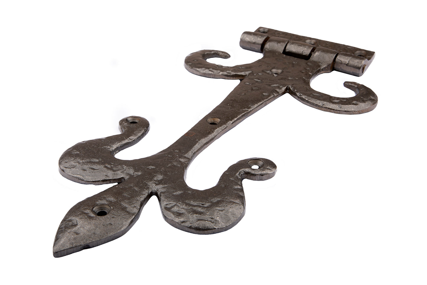 Black Antique Iron 18'' FLEUR DE LYS Curl Heavy Duty Door GATE T- Hinge - Pair