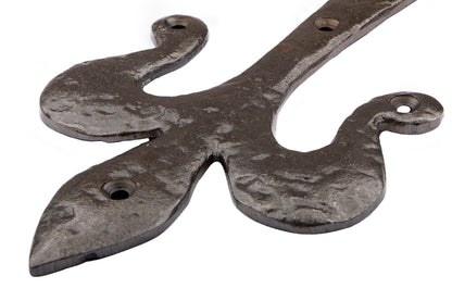 Black Antique Iron 18'' FLEUR DE LYS Curl Heavy Duty Door GATE T- Hinge - Pair
