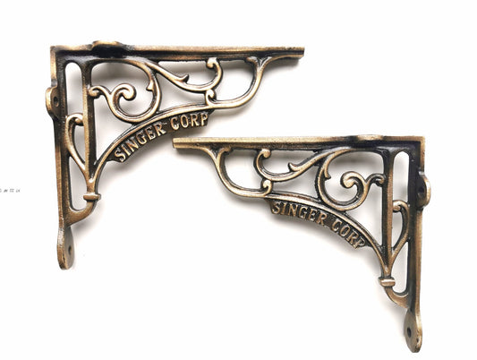 Pair of Vintage Shelf Brackets Singer Corp Antique Brass  (Variations Available)