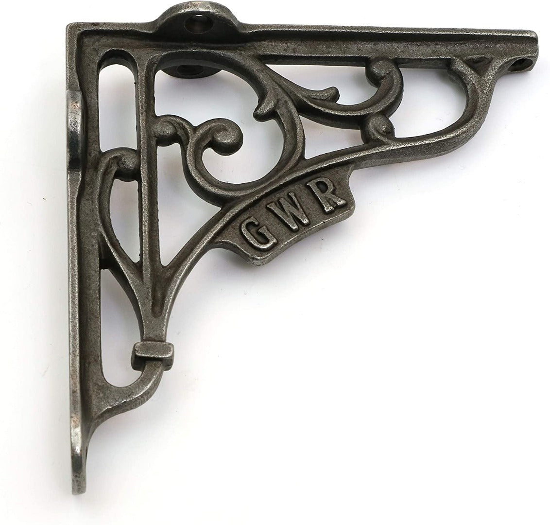 B&M - Pair of Shelf Brackets GWR Antique Cast Iron 125mm x 125mm / 5'' x 5''
