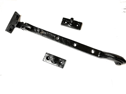 Solid Head Style Black Antique CAST Iron Solid Tail Window Casement Stays Fasteners Handle Curly (10''/250MM Stay)