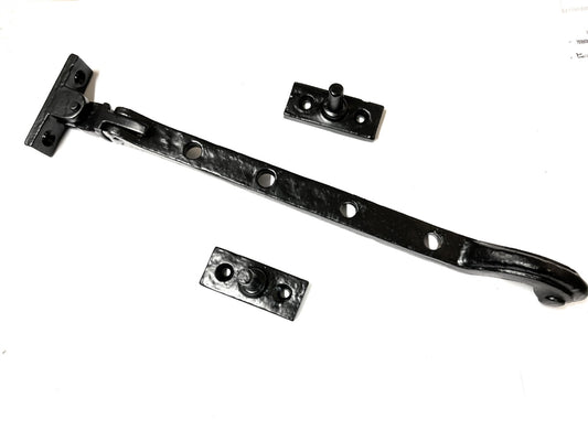 Solid Head Style Black Antique CAST Iron Solid Tail Window Casement Stays Fasteners Handle Curly (10''/250MM Stay)