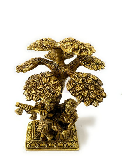 Vintage Radha Krishna Brass Sculpture 6''