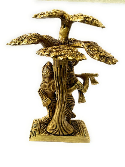 Vintage Radha Krishna Brass Sculpture 6''