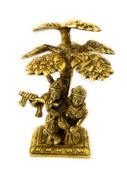 Vintage Radha Krishna Brass Sculpture 6''
