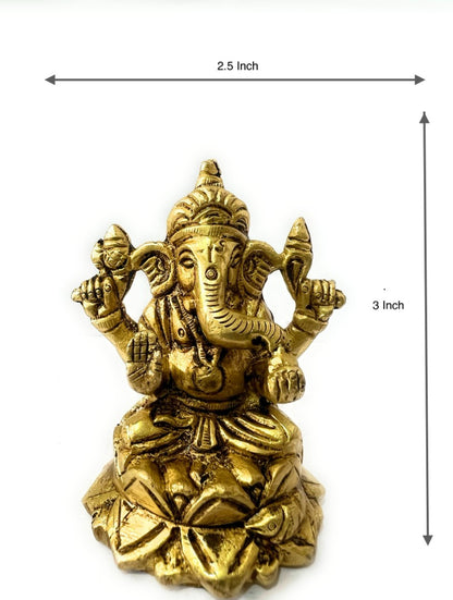 B&M| Antique Brass Ganpati Sculpture - Handcrafted Indian Hindu God Statue