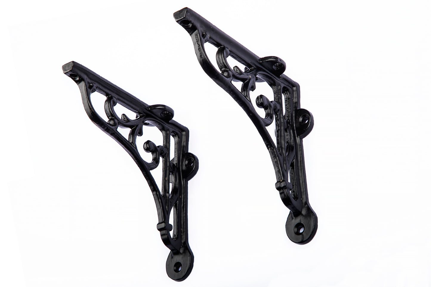 6x6 Classic Victorian Scroll Shelf Brackets Antique Black - Pair