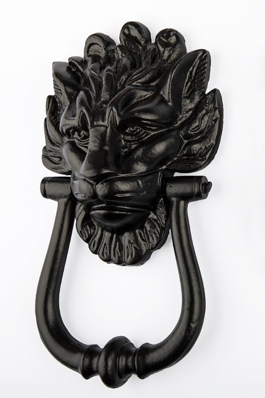 Antique Black Lion Head Door Knocker Large