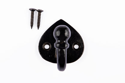 Single Hook Antique Black - Cast Iron - Pack of 3