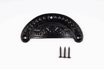 Decorative Antique Black Drawer Cup Pull Handles - Pack of 3