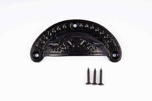 Decorative Antique Black Drawer Cup Pull Handles - Pack of 3