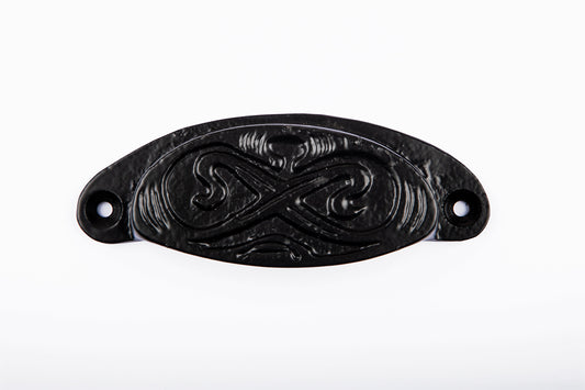 Cast Iron OVAL Drawer Cup Pull Handle Antique Black