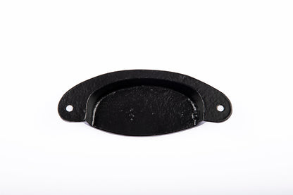Cast Iron OVAL Drawer Cup Pull Handle Antique Black