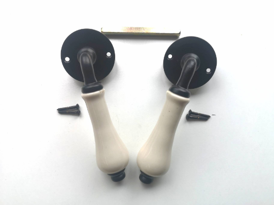 Lever on Rose with Porcelain with Black Finish